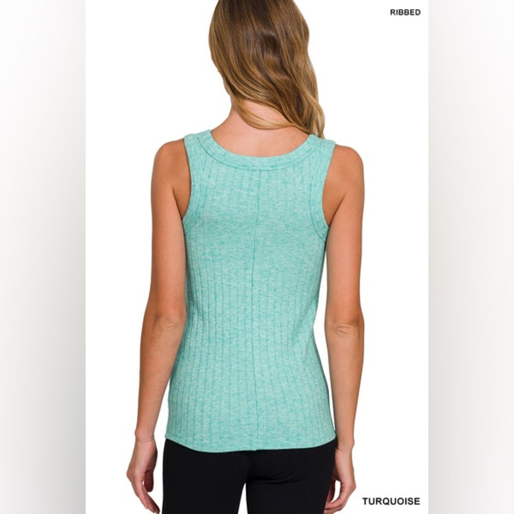 NWT ZENANA MELANGE RIB TANK TOP - Picture 2 of 2